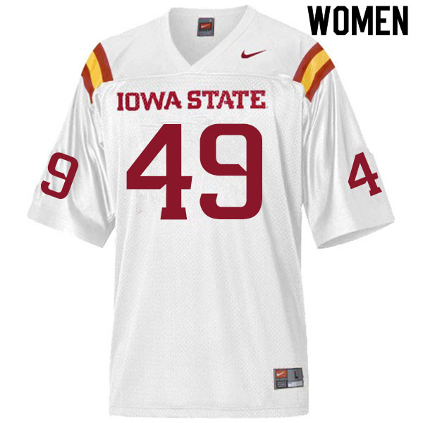 Women #49 Trey Fancher Iowa State Cyclones College Football Jerseys Sale-White - Click Image to Close